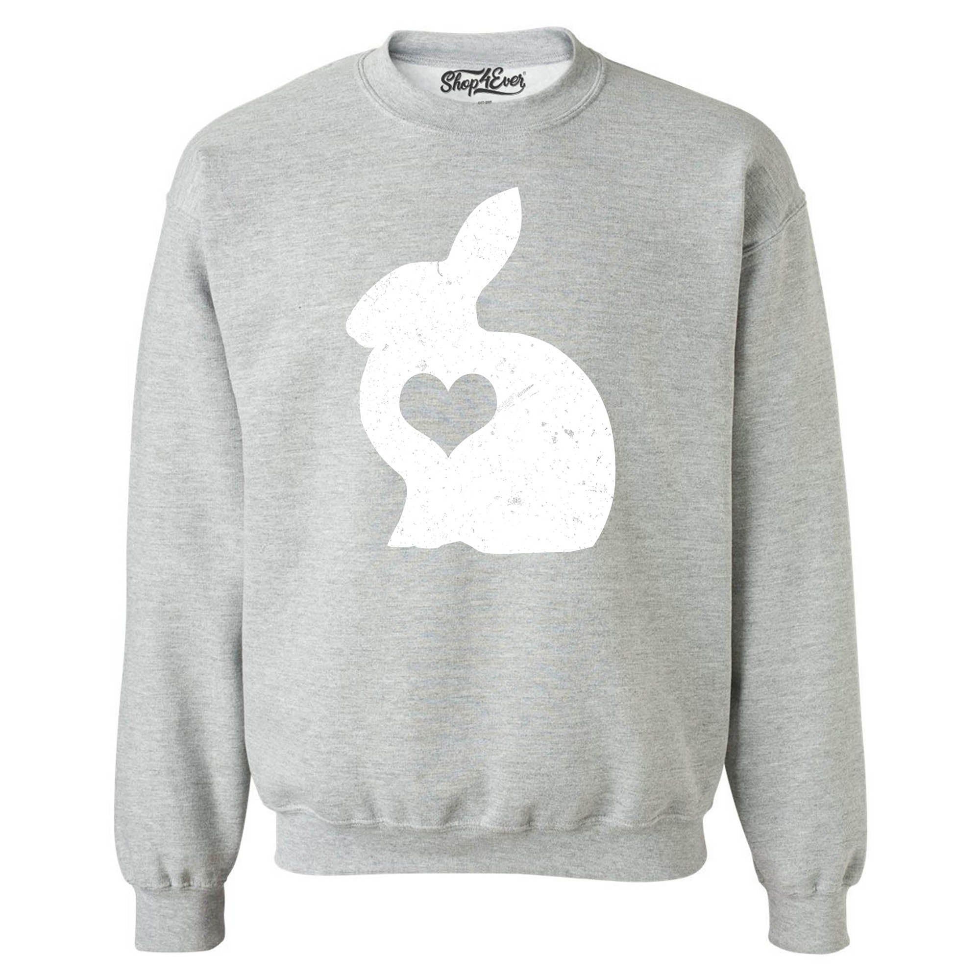 Easter Bunny Rabbit with Heart Crewneck Sweatshirts