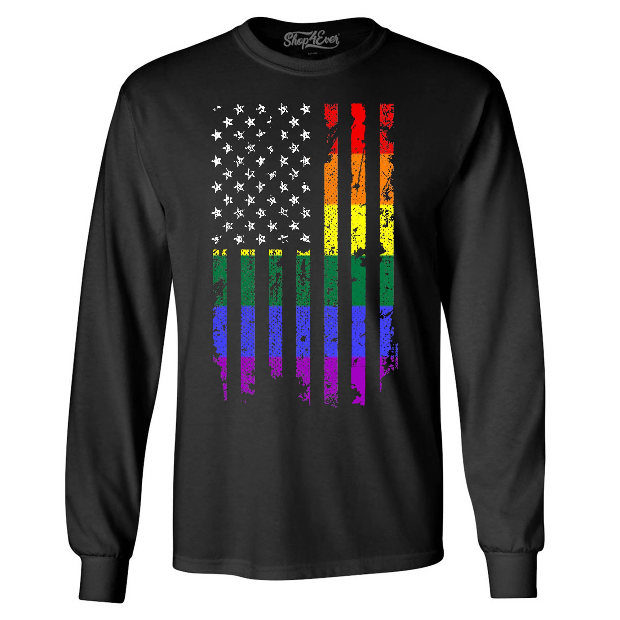 Distressed Rainbow Flag Long Sleeve Shirt Gay Pride Shirts