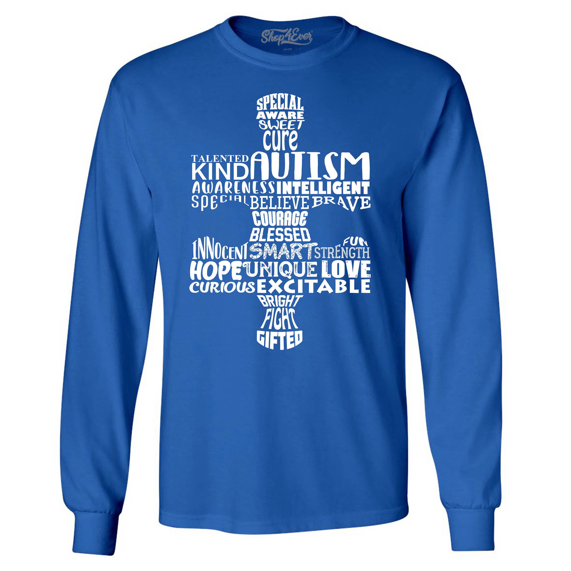 Puzzle Piece Word Cloud Autism Awareness Long Sleeve Shirt