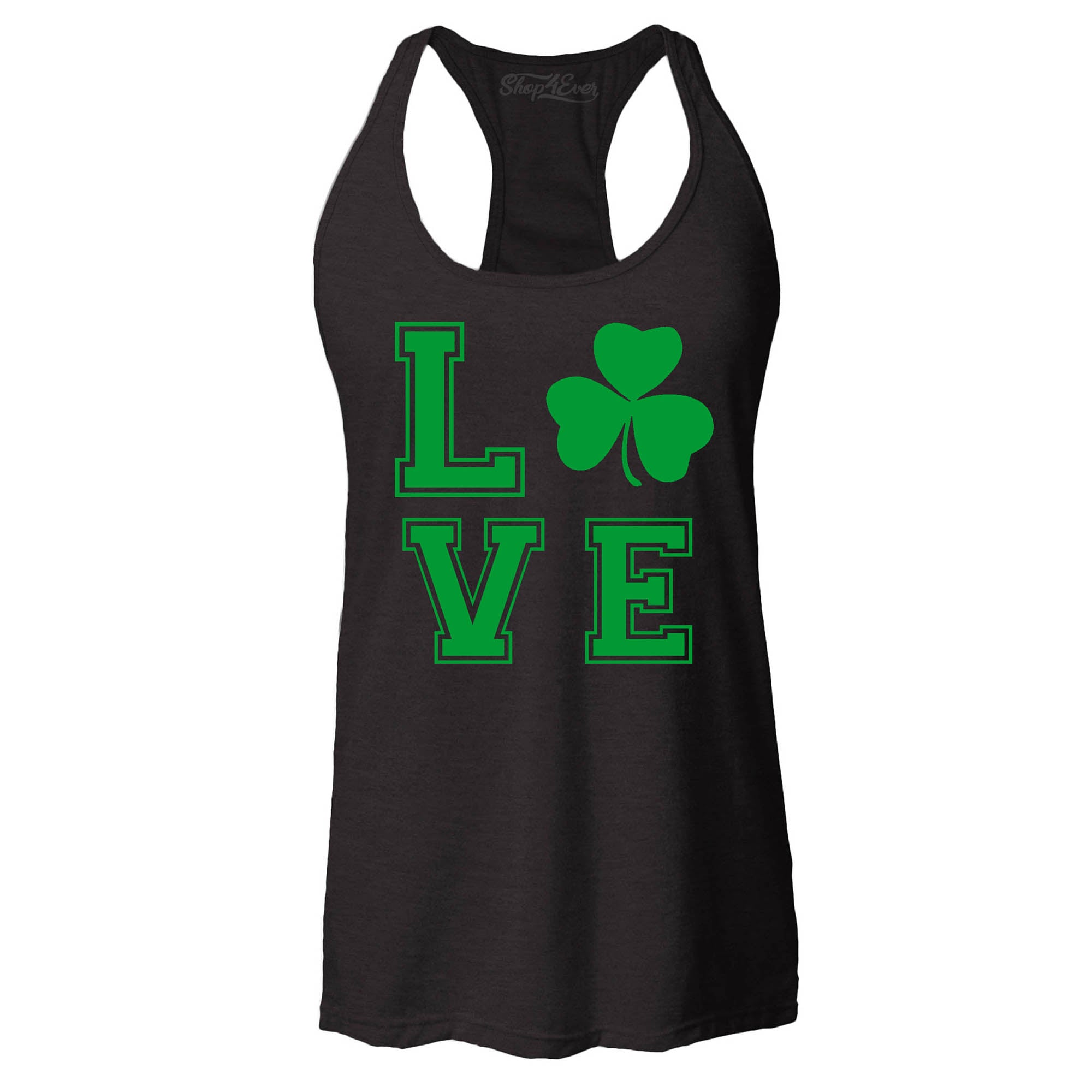 Shamrock Love Green Women's Racerback Tank Top St. Patrick's Day Tank Tops Slim FIT